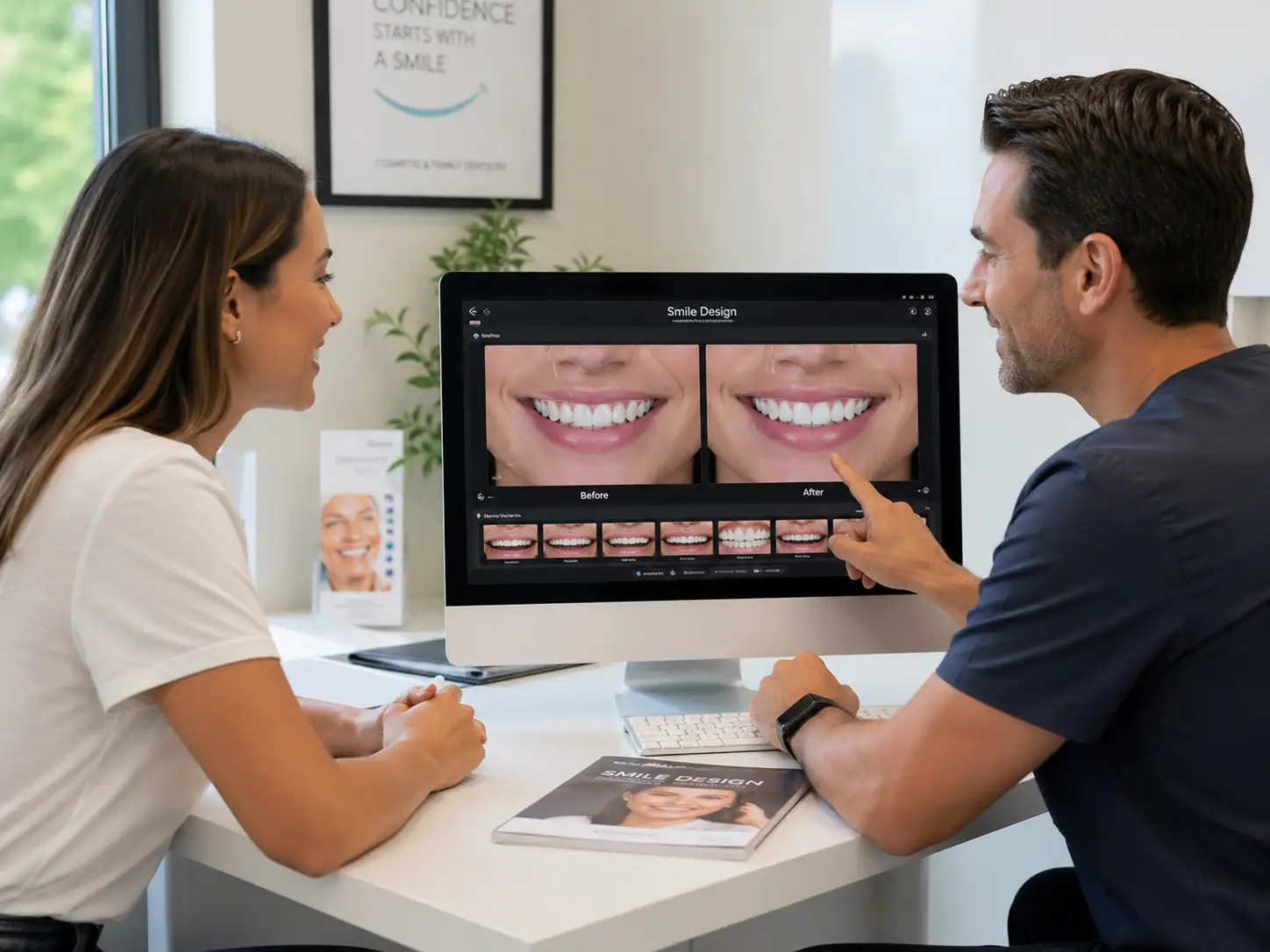 Patient reviewing smile design options at Heavenly Dental in Surrey BC